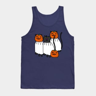 Halloween Horror Cats in Pumpkin Head Costumes Tank Top